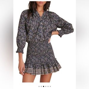 Veronica Beard Karlina Printed Smocked Mini Dress